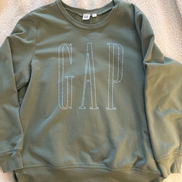 GAP Women's Pull-on Crewneck Logo Sweatshirt “Gasoline Green” - Picture 2 of 7